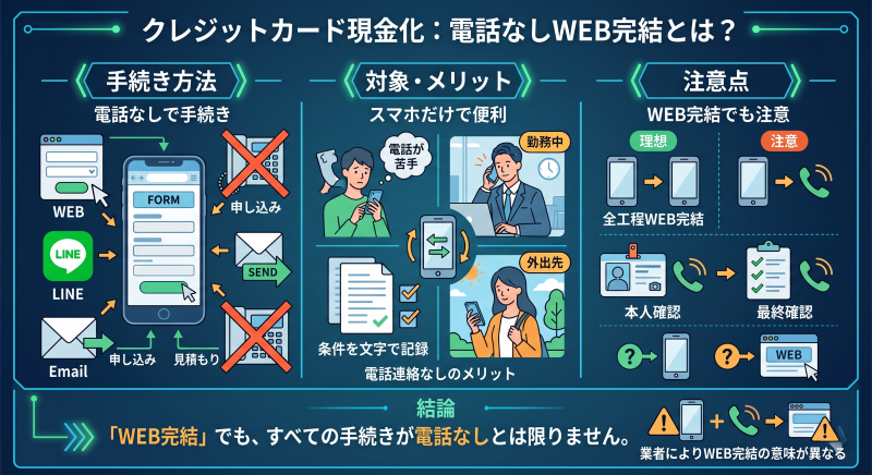 クレジットカード現金化電話なしWEB完結とは