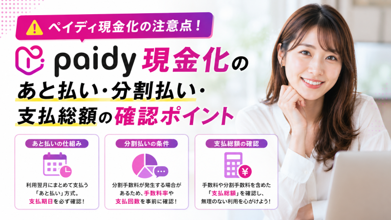 ペイディ現金化の注意点！あと払い・分割払い・支払総額の確認ポイント