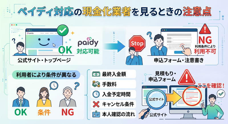 ペイディ現金化業者をみるときの注意点