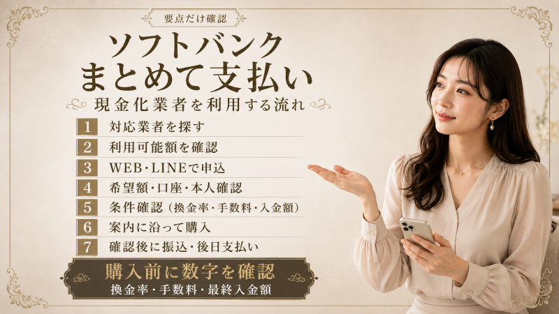 ソフトバンクまとめて支払い現金化業者を利用する流れ