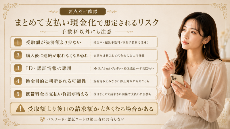 ソフトバンクまとめて支払い現金化で想定されるリスク