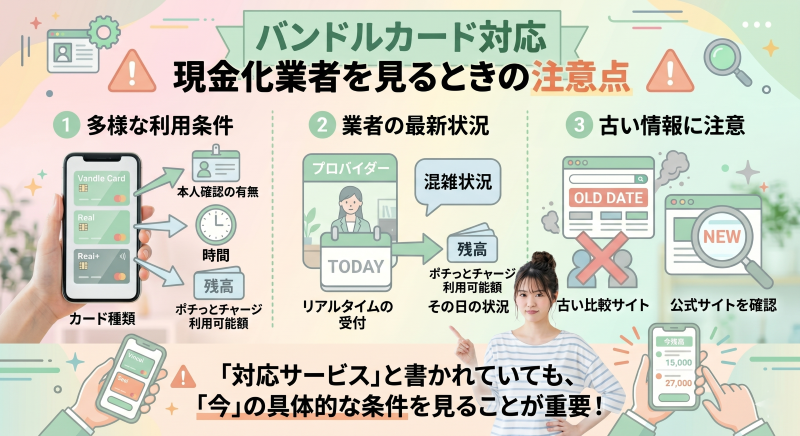 バンドルカード現金化業者を見るときの注意点