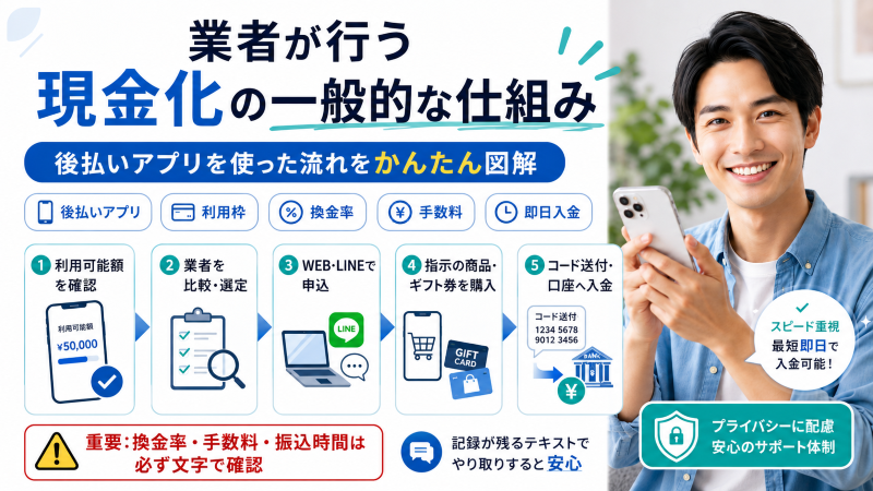 後払いアプリ現金化の業者を使った一般的な仕組み