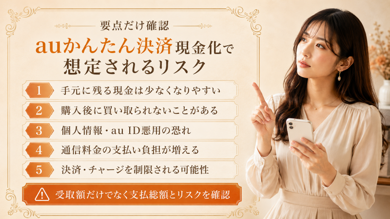 auかんたん決済現金化で想定されるリスク