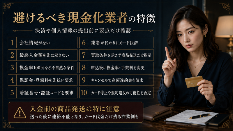 避けるべきクレジットカード現金化業者のポイント